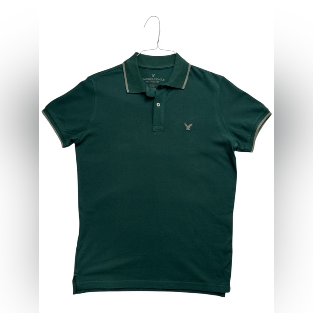 AE Slim Fit Tipped Flex Pique Green Polo Shirt